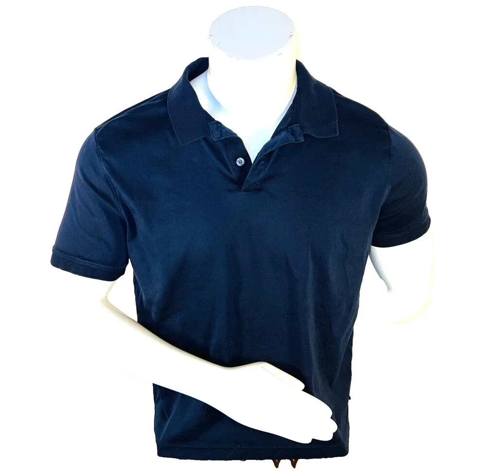 Banana Republic - Polo Shirt Men's L Navy Blue Short Sleeve 2 Button Collar